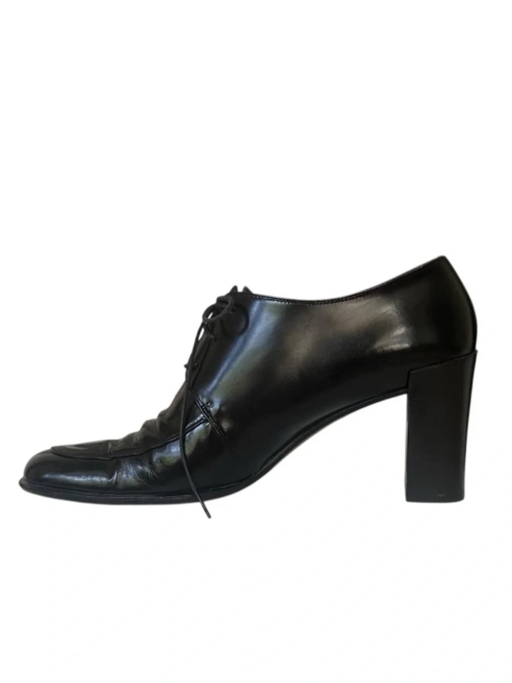 Richard Tyler Black Leather Lace Up Heeled Oxford Dress Shoes Size 7.5 N